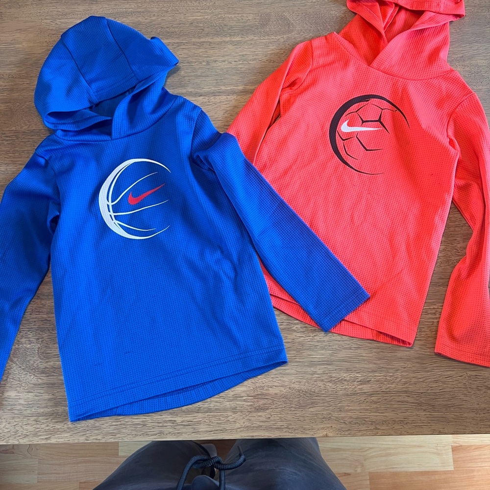 Nike Kids' Blue and Red Hooded Lightweight Hoodies